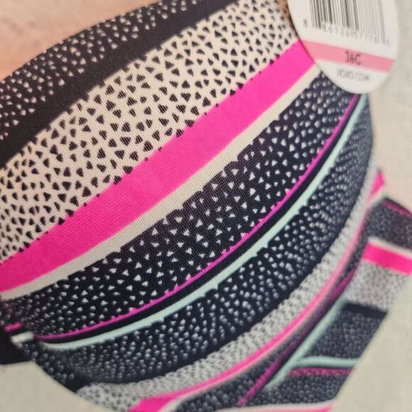 NWT XOXO Bra Lines Be Gone Cute padded push up hot pink navy polka dots bra 36C - Picture 3 of 7